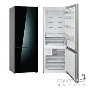 Двухкамерний холодильник з нижньою морозильною камерою Fabiano FSR 7051 BG Black Glass фасад чорне скло