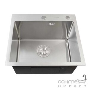 Квадратна врізна кухонна мийка на одну чашу Platinum Handmade 1,5mm 500x500x220 нерж. сталь