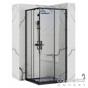 Квадратна душова кабіна Rea Punto Black Rea-K4801 матове чорне / прозоре скло