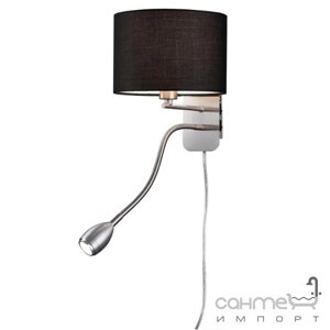 Настінний світильник з додатковою LED-лампою для читання Trio Hotel 271170202 матовий нікель / чорна тканина