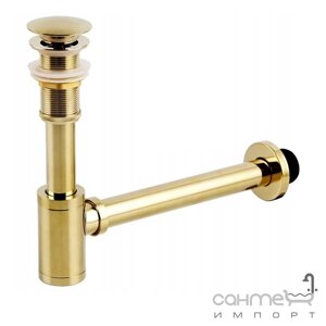 Сифон для раковини універсальний з нижньою клапаном Rea Rea-A5692 світло золото золото