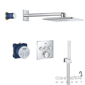 Душова система прихованого монтажу із змішувачем-термостатом Grohe Grotherm SmartControl 34706000 хром