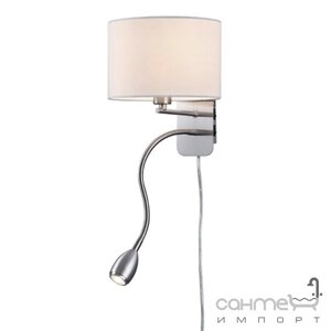 Настінний світильник з додатковою LED-лампою для читання Trio Hotel 271170201 матовий нікель / біла тканина