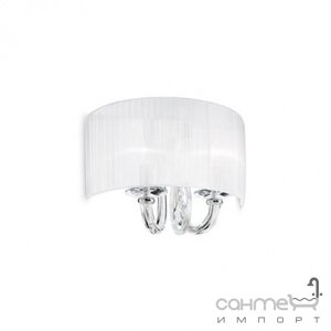 Ідеальний Lux Swan 035864 Настінна лампа сучасна, біла, прозора, хром, органза, кришталеві підвіски