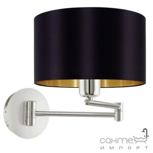 Лампа настінна Eglo Maserlo 95054 Art Deco, алюміній, тканина, сатана нікель, чорний, золотий
