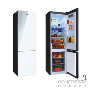 Двухкамерний холодильник з нижньою морозильною камерою Fabiano FSR 6036WG White Glass фасад біле скло
