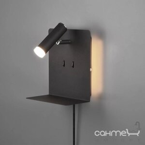 Настінний LED-світильник з поличкою для смартфона і USB Trio Element 222570232 матовий чорний