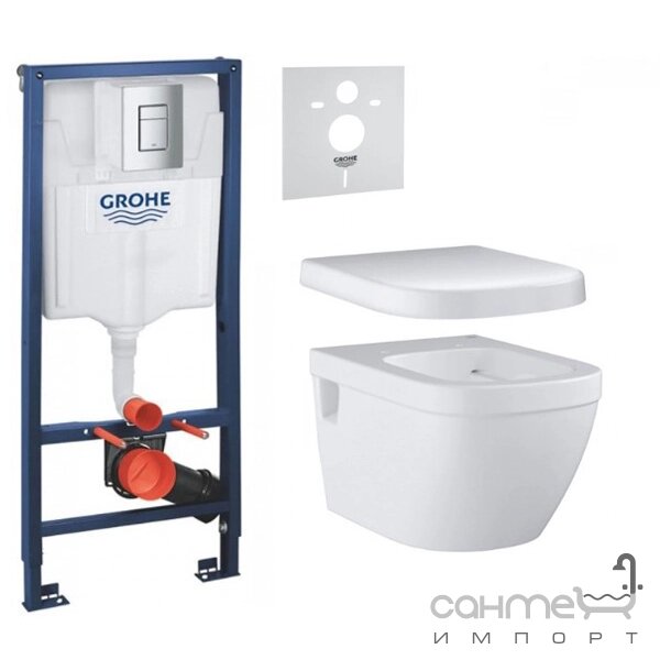 Підвісний безободковий унітаз із сидінням + інсталяція Grohe Euro Ceramic Bundle UA39538CB0 від компанії Інтернет-гіпермаркет сантехніки та опалення сантехніка. od. ua - фото 1