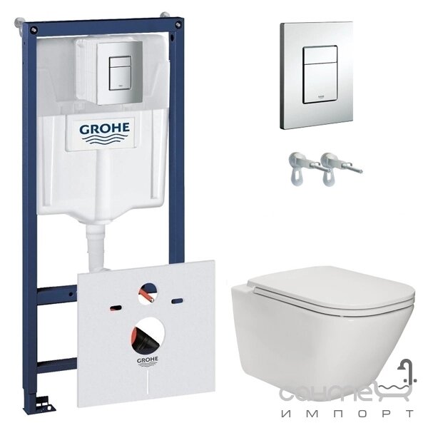 Підвісний безободковий унітаз Roca Gap Rimless slim softclose + інсталяція Grohe Rapid SL + панель змиву хром від компанії Інтернет-гіпермаркет сантехніки та опалення сантехніка. od. ua - фото 1