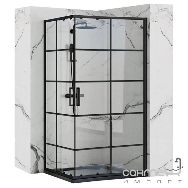Прямокутний душ Rea Concept Black Rea-K6389 Чорний / прозорий скляний профіль від компанії Інтернет-гіпермаркет сантехніки та опалення сантехніка. od. ua - фото 1