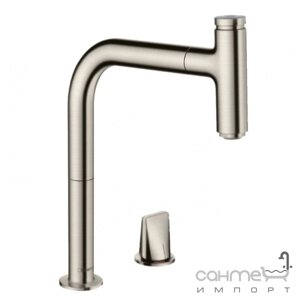 Кухонний змішувач для 2 отворів, з витяжним вигнанням Hansgrohe Metris Select M71 73804800 нержавіюча сталь