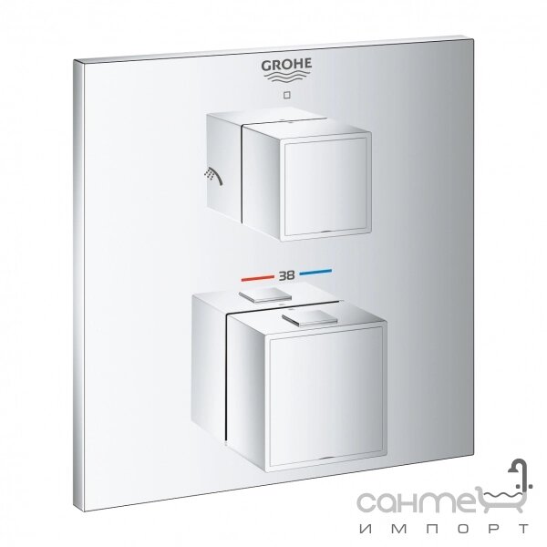 Термостатичний змішувач для ванни/душа GROHE Grohtherm Cube 24154000 (24155000) на два споживачі від компанії Інтернет-гіпермаркет сантехніки та опалення сантехніка. od. ua - фото 1