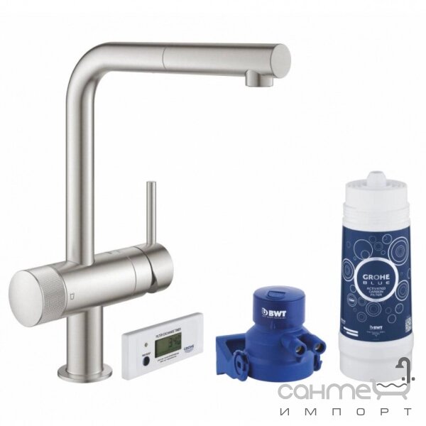 Змішувач для кухні + стартовий набір Grohe Blue Pure Minta 30382DC0 від компанії Інтернет-гіпермаркет сантехніки та опалення сантехніка. od. ua - фото 1