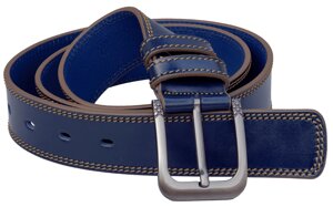 Шкіряний джинсовий ремінь ФорС J45056, довжина 115 см, ширина 45 мм, колір темно-синій