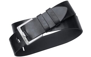 Шкіряний джинсовий ремінь ФорС J50003, довжина 135 см, ширина 50 мм, колір чорний.
