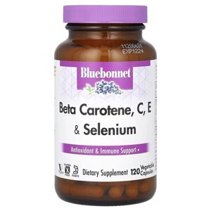 Бета-Каротин, C, Е і Селен, Beta Carotene, C, E, Selenium, Bluebonnet Nutrition, 120 капсул