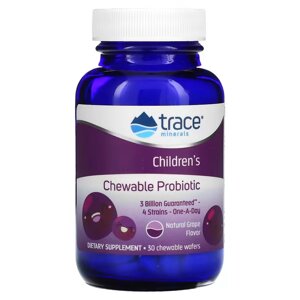 Дитячий пробіотик, смак винограду, Chewable Probiotic, Trace Minerals, 30 жувальних таблеток