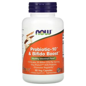 Пробіотик-10, 25 млрд КУО, Probiotic-10 & Bifido Boost, Now Foods, 90 вегетаріанських капсул