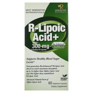R-ліпоєва кислота, R-Lipoic Acid+Genceutic Naturals, 60 вегетаріанських капсул