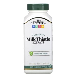 Розторопша, Стандартизований екстракт, Standardized Milk Thistle Extract, 21st Century, 200 вегетаріанських