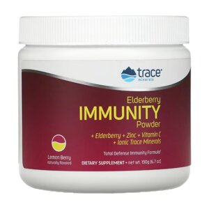 Посилення імунітету з бузиною, смак лимона та ягід, Elderberry Immunity Powder, Trace Minerals, 190 г