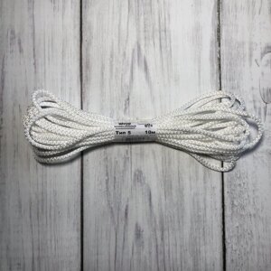 Шнур, мотузка 5 мм без сердечника (10м) білий