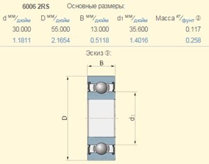 Підшипник 6006-2RS до сіевниці Kverneland KG01357000