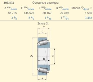 Підшипник роликовий конічний 497/493