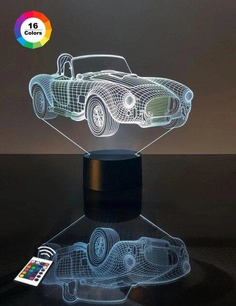 3D нічник "Автомобіль 31" (ВОЛІЧНЕ ЗОБРАЖЕННЯ) + пульт ДК + мережевий адаптер + батарейки (3ААА)  3DTOYSLAMP від компанії Shock km ua - фото 1