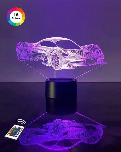 3D нічник "Автомобіль 34" (ВОЛІЧНЕ ЗОБРАЖЕННЯ) + пульт ДК + мережевий адаптер +батарейки (3ААА)  3DTOYSLAMP від компанії Shock km ua - фото 1