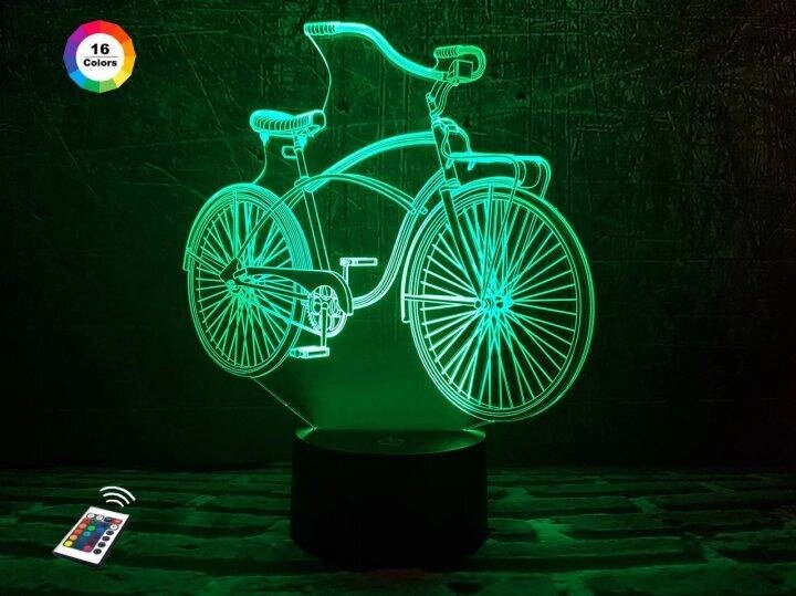 3D нічник "Велосипед" (ВОЛІЧЕННЕ ЗОБРАЖЕННЯ) + пульт ДК + мережевий адаптер + батарейки (3ААА)  3DTOYSLAMP від компанії Shock km ua - фото 1