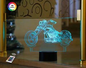 3D нічник "мотоцикл 3"волічне зображення) + пульт дк + мережевий адаптер  + батарейки (3ааа)  3dtoyslamp