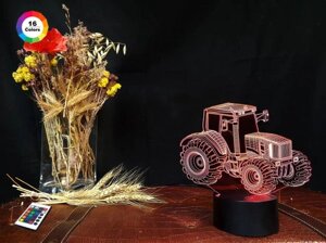 3D нічник "трактор"волічне зображення) + пульт дк + мережевий адаптер + батарейки (3ааа)  3dtoyslamp