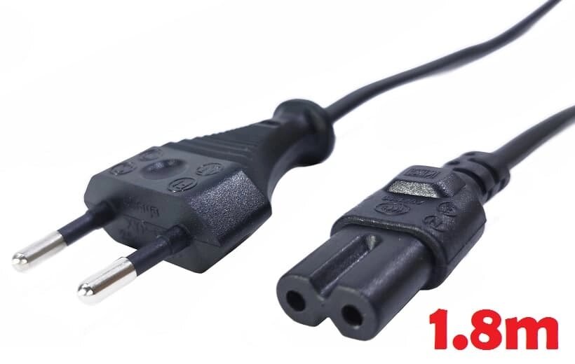 AC силовий кабель 100-240v  C7/C8 2pin (5a) (1.8m) (Оригінал) 1 день гар. від компанії Shock km ua - фото 1