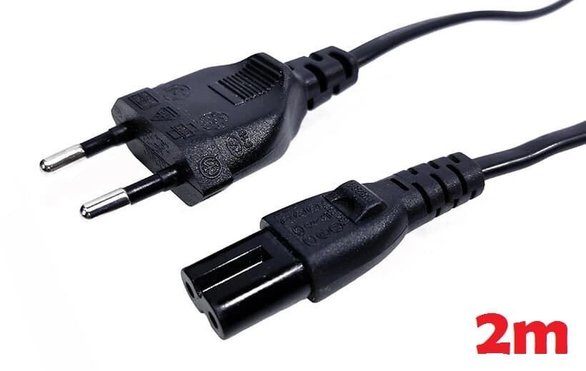 AC силовий кабель 100-240v  C7/C8 2pin (5a) (2m) (Оригінал) 1 день гар. від компанії Shock km ua - фото 1