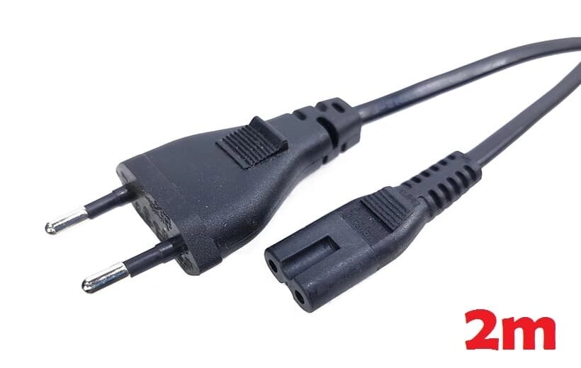 AC силовий кабель 100-240v  C7/C8 2pin (5a) (2m) (Оригінал) 1 день гар. від компанії Shock km ua - фото 1