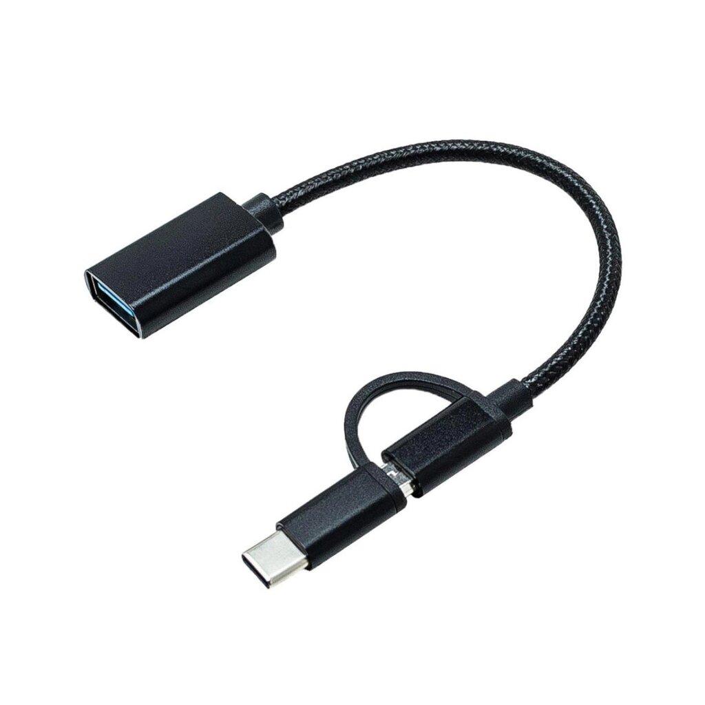Адаптер 2в1 USB 3.0 - MicroUSB та USB Type-C з кабелем OTG XoKo AC-150-BK чорний від компанії Shock km ua - фото 1