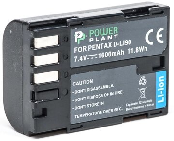Акумулятор PowerPlant Pentax D-Li90 1600mAh від компанії Shock km ua - фото 1
