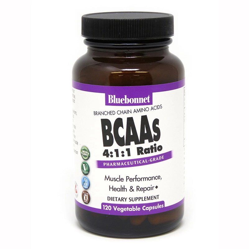 Амінокислота BCAA Bluebonnet Nutrition BCAAs, 120 вегакапсул від компанії Shock km ua - фото 1