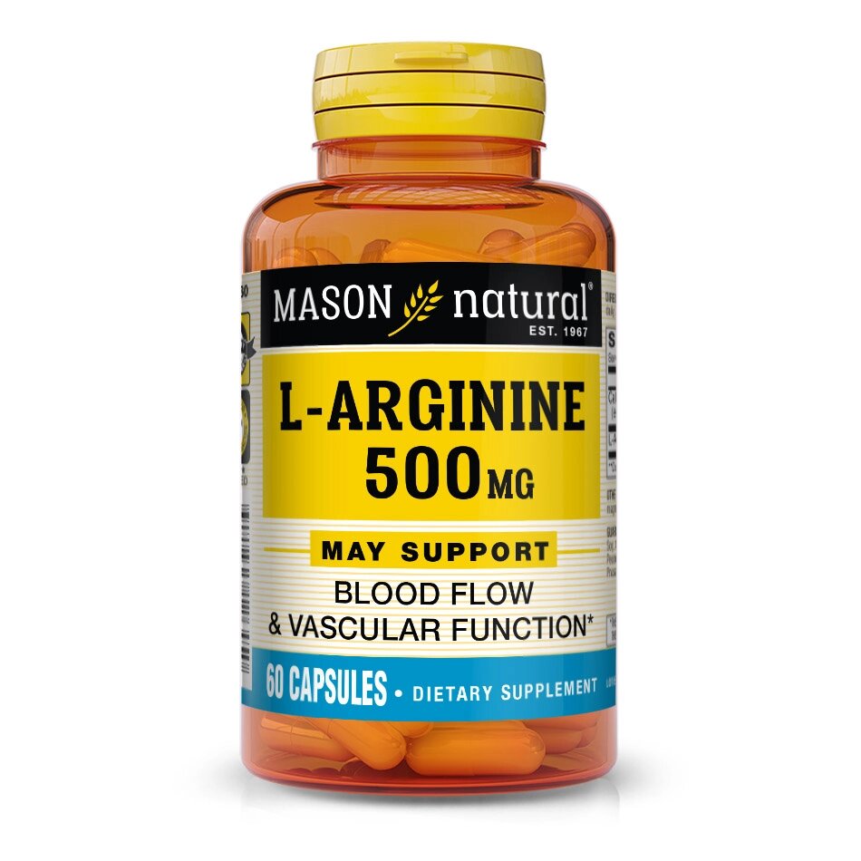 Амінокислота Mason Natural L-Arginine 500 mg, 60 капсул від компанії Shock km ua - фото 1