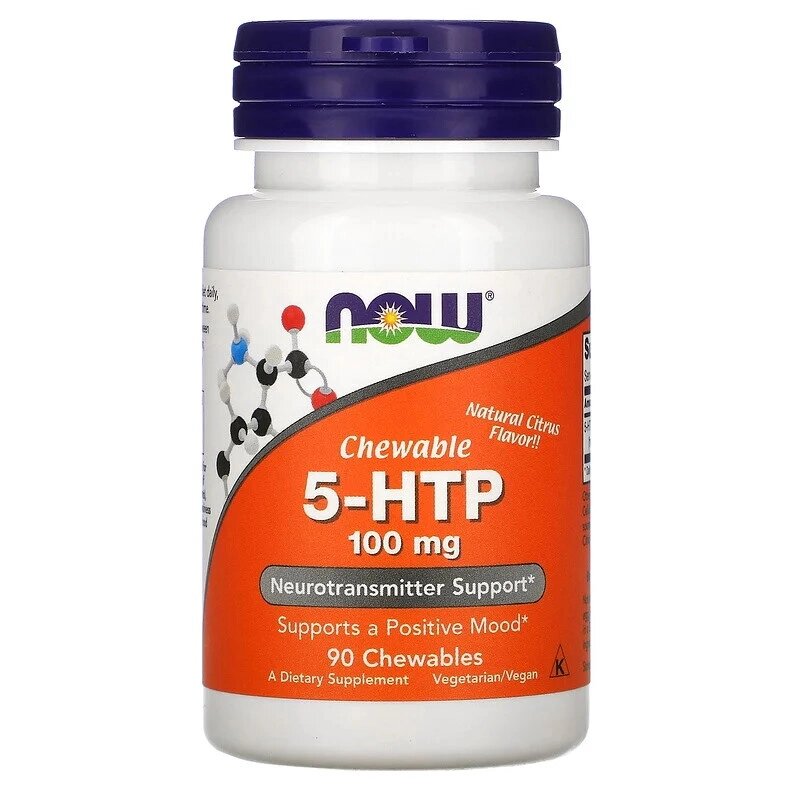 Амінокислота NOW 5-HTP 100 mg, 90 жувальних таблеток від компанії Shock km ua - фото 1