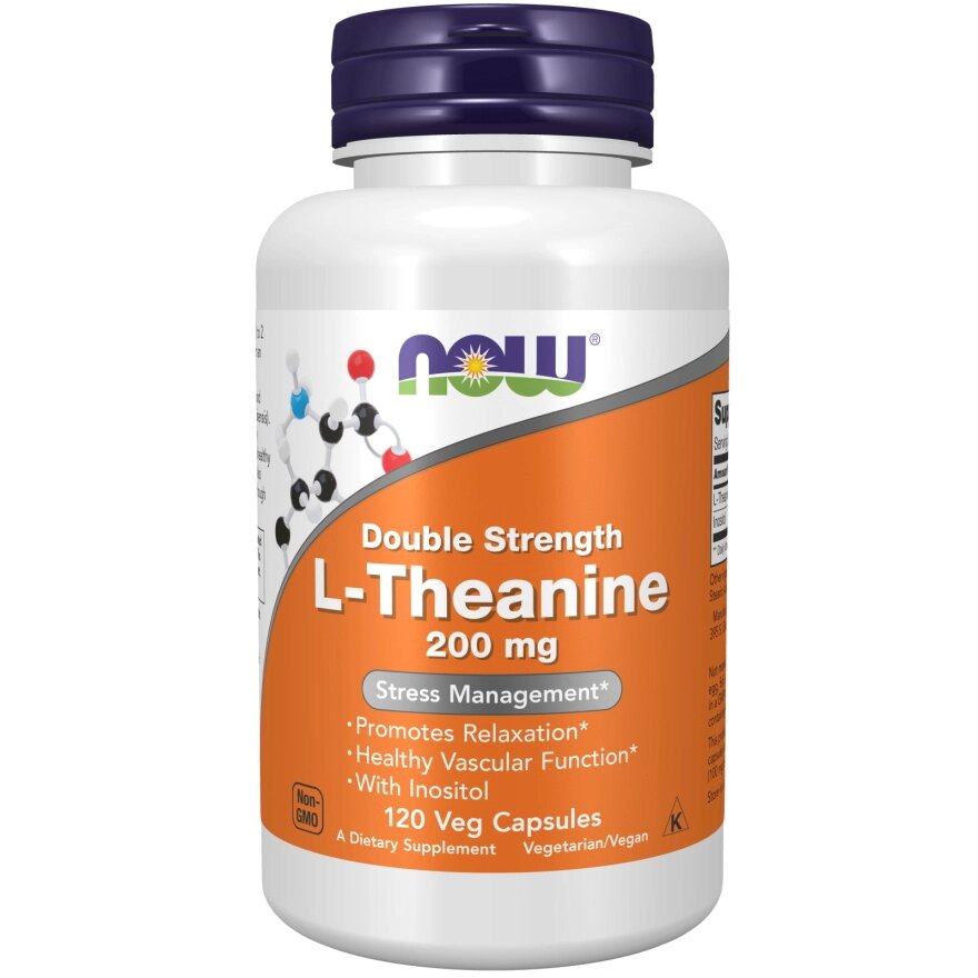 Амінокислота NOW L-Theanine 200 mg, 120 вегакапсул від компанії Shock km ua - фото 1