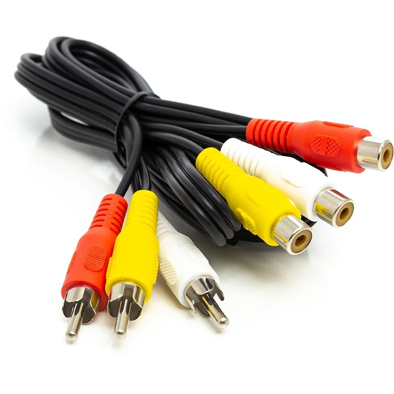 Аудіо кабель PowerPlant 3*RCA (M) - 3*RCA (F), 1 м від компанії Shock km ua - фото 1