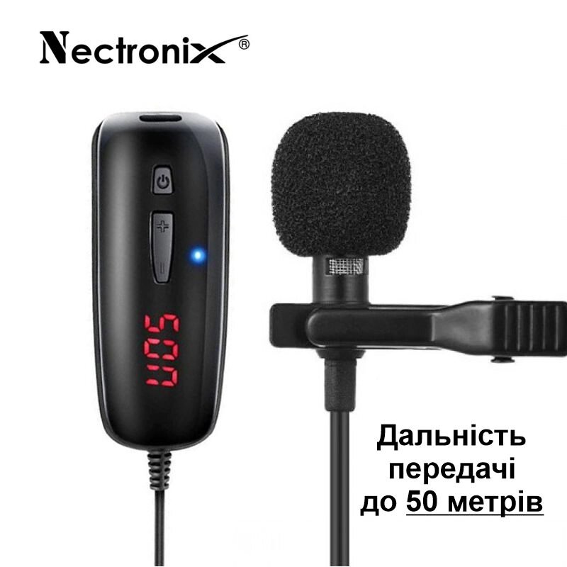 Безпровідний мікрофон для телефону, смартфона петлічний Nectronix WM-50, до 50 метрів від компанії Shock km ua - фото 1