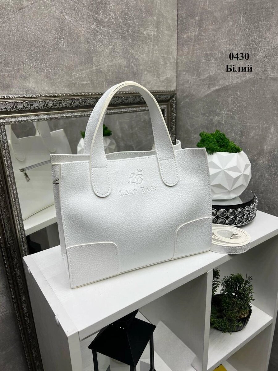 Біла - cтильна молодіжна зручна сумка Lady Bags у стилі Total Bag (0430) від компанії Shock km ua - фото 1