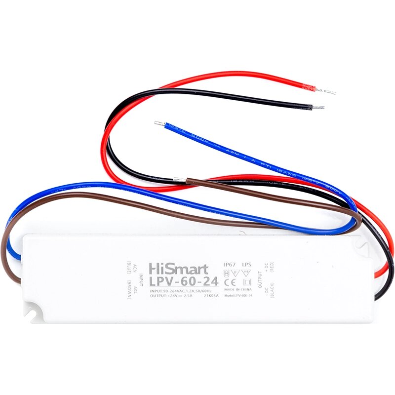 Блок живлення HiSmart 24V, 2.5А, 60W, IP67 від компанії Shock km ua - фото 1