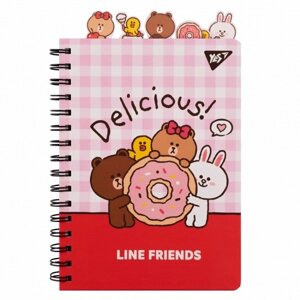 Блокнот A5 на пружине YES Line Friends Delicious 151776