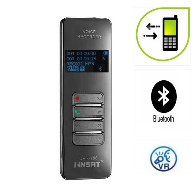 Bluetooth диктофон для запису телефонних розмов c мобільного телефону HNSAT DVR-188, 8 Гб пам'яті від компанії Shock km ua - фото 1
