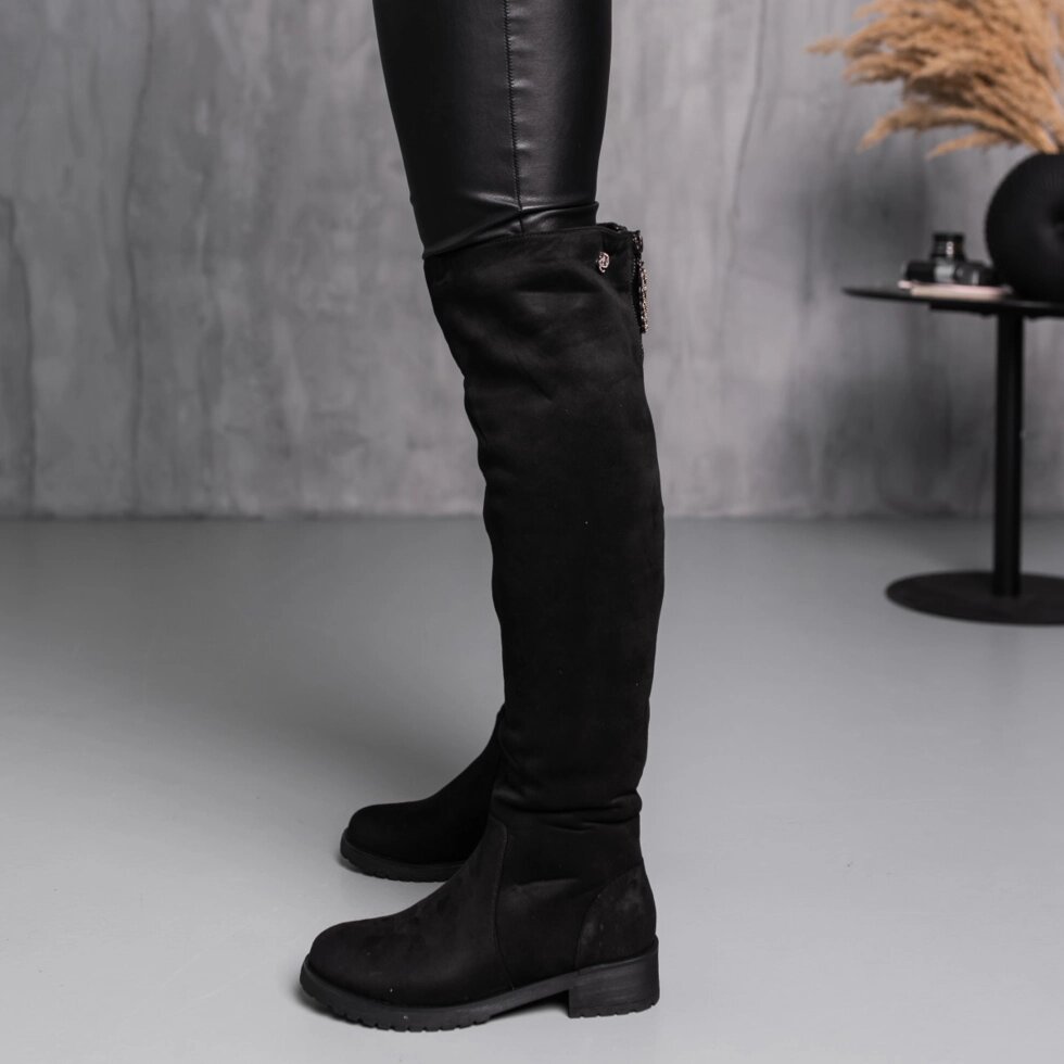 Ботфорти жіночі зимові Fashion Abu 3890 36 розмір 23,5 см Чорний від компанії Shock km ua - фото 1