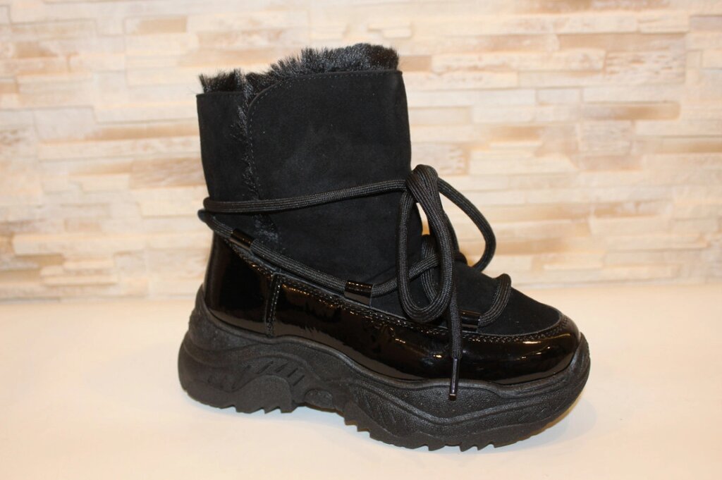 Ботинки жіночі чорні зимові С225 від компанії Shock km ua - фото 1